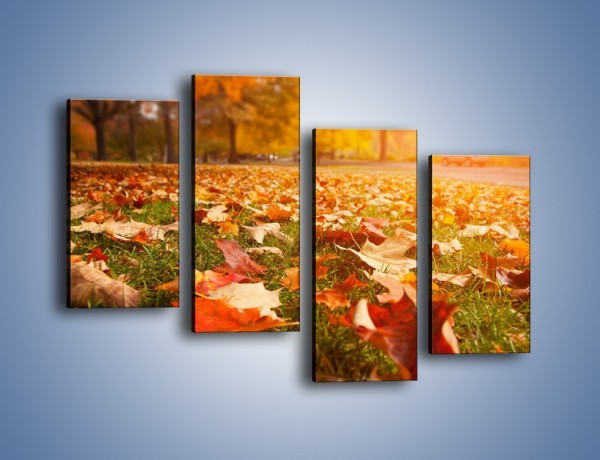 Obraz na płótnie – Jesień na trawie – czteroczęściowy KN966W2