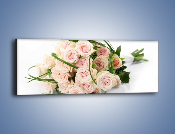 Obraz na płótnie – Wiązanka delikatnie różowych róż – jednoczęściowy panoramiczny K012