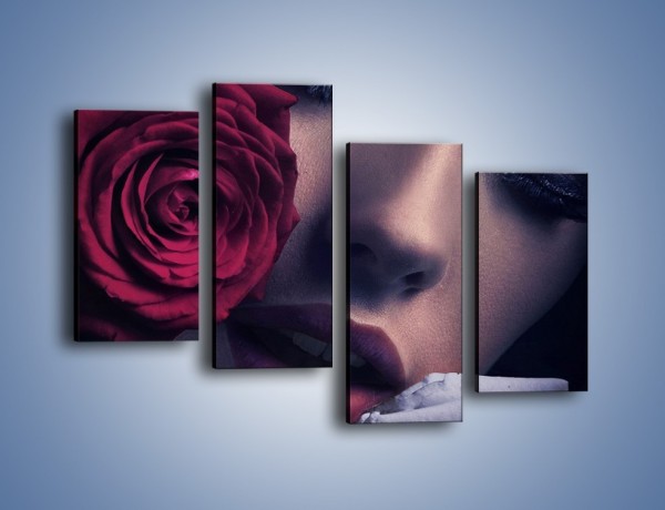 Obraz na płótnie – Kobieta i róże – czteroczęściowy L040W2