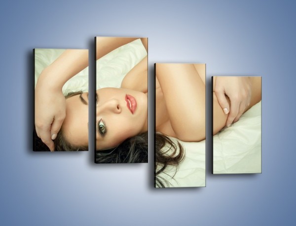 Obraz na płótnie – Kobieta w łóżku – czteroczęściowy L133W2