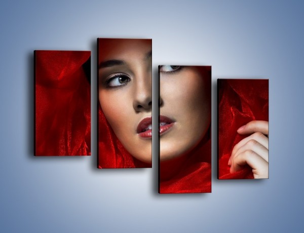 Obraz na płótnie – Kobieta w czerwieni – czteroczęściowy L187W2