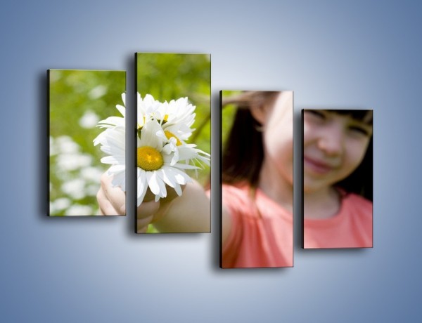 Obraz na płótnie – Kwiatki od małej dziewczynki – czteroczęściowy L255W2