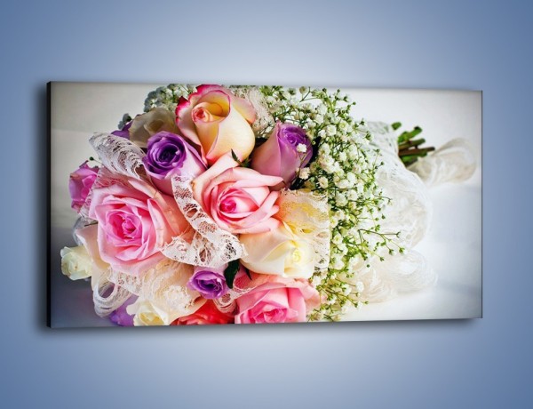 Obraz na płótnie – Wiązanka ślubna z róż – jednoczęściowy panoramiczny K022