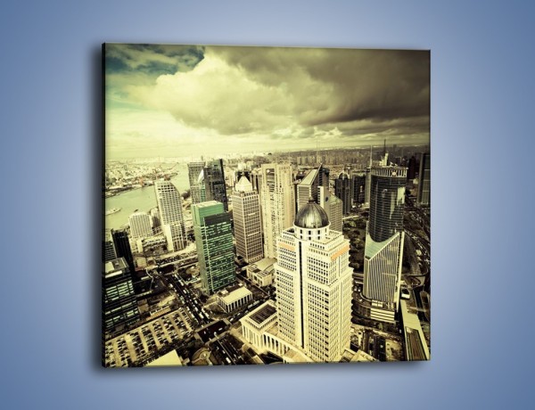Obraz na płótnie – Ciemne chmury nad miastem – jednoczęściowy kwadratowy AM130