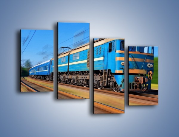Obraz na płótnie – Pociąg pasażerski w ruchu – czteroczęściowy TM023W2