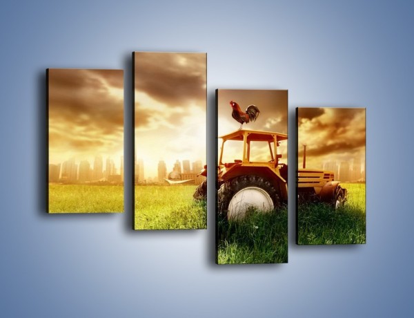 Obraz na płótnie – Traktor w trawie – czteroczęściowy TM031W2