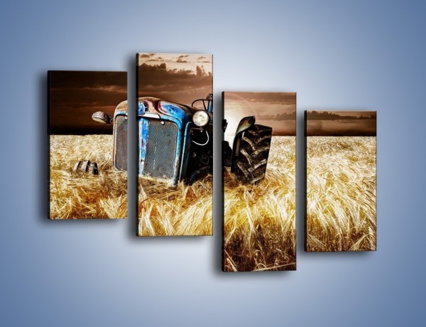 Obraz na płótnie – Stary traktor w polu pszenicy – czteroczęściowy TM033W2