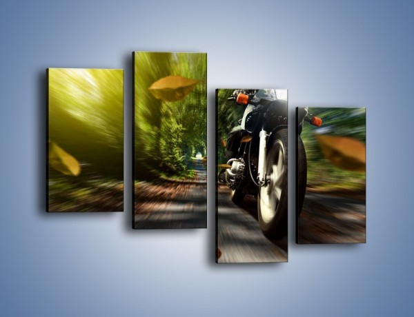 Obraz na płótnie – Jazda na motocyklu leśną dróżką – czteroczęściowy TM153W2
