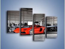 Obraz na płótnie – Lamborghini Aventador w hangarze – czteroczęściowy TM191W2