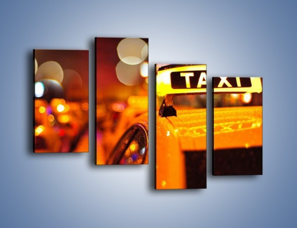 Obraz na płótnie – Taksówka w deszczu – czteroczęściowy TM218W2