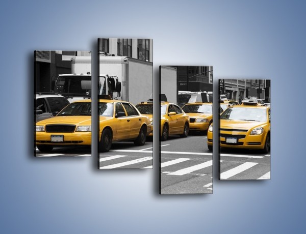 Obraz na płótnie – Amerykańskie taksówki w korku ulicznym – czteroczęściowy TM219W2