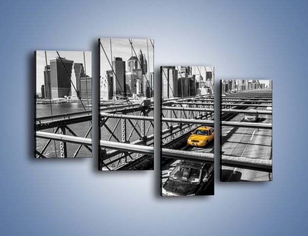 Obraz na płótnie – Taksówka na nowojorskim moście – czteroczęściowy TM224W2