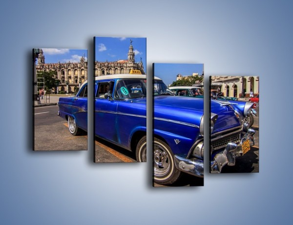 Obraz na płótnie – Klasyczna taksówka na kubańskiej ulicy – czteroczęściowy TM239W2