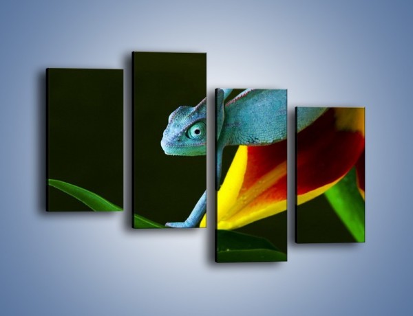 Obraz na płótnie – Liść w łapce kameleona – czteroczęściowy Z005W2