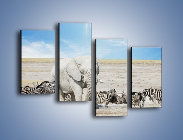 Obraz na płótnie – Słoń i jego przyjaciele – czteroczęściowy Z080W2