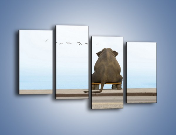 Obraz na płótnie – Przemyślenia słonia w samotności – czteroczęściowy Z120W2