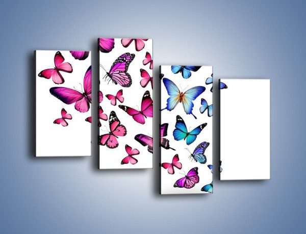 Obraz na płótnie – Rodzina kolorowych motyli – czteroczęściowy Z235W2