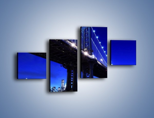 Obraz na płótnie – Oświetlony most wieczorem – czteroczęściowy AM003W3