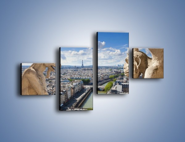 Obraz na płótnie – Kamienne gargulce nad Paryżem – czteroczęściowy AM037W3
