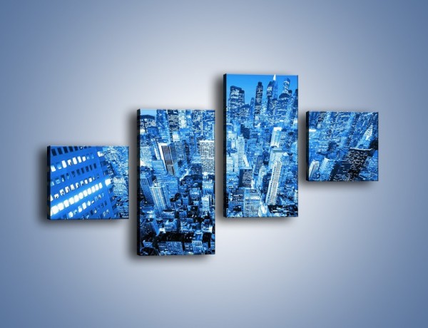 Obraz na płótnie – Centrum miasta w niebieskich kolorach – czteroczęściowy AM042W3