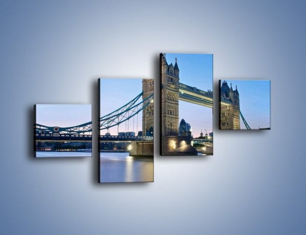 Obraz na płótnie – Tower Bridge o poranku – czteroczęściowy AM143W3