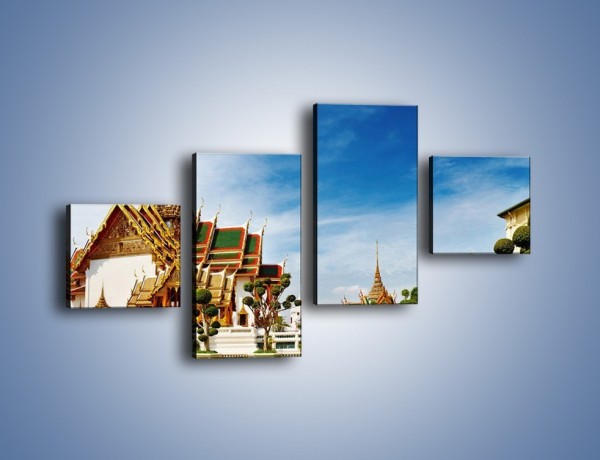 Obraz na płótnie – Tajska architektura pod błękitnym niebem – czteroczęściowy AM197W3