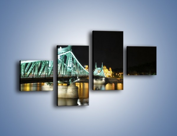 Obraz na płótnie – Oświetlony most w nocy – czteroczęściowy AM208W3
