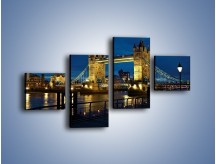 Obraz na płótnie – Tower Bridge w świetle nocnych lamp – czteroczęściowy AM210W3