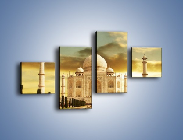 Obraz na płótnie – Tadź Mahal o zachodzie słońca – czteroczęściowy AM285W3