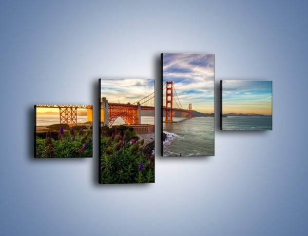 Obraz na płótnie – Most Golden Gate o zachodzie słońca – czteroczęściowy AM332W3
