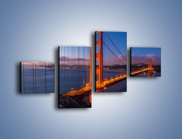 Obraz na płótnie – Rozświetlony most Golden Gate – czteroczęściowy AM360W3