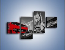 Obraz na płótnie – Tower Bridge i czerwony autobus – czteroczęściowy AM394W3