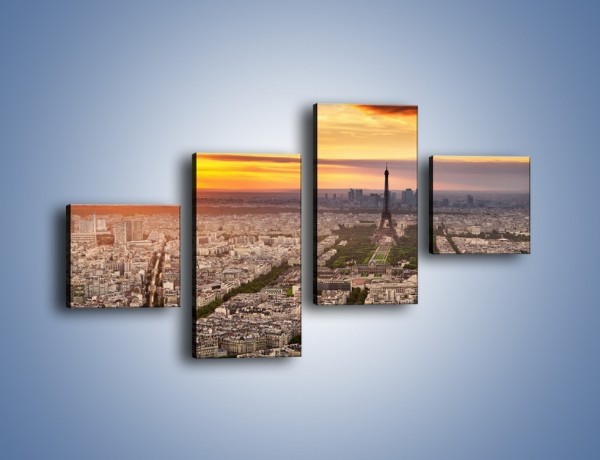 Obraz na płótnie – Zachód słońca nad Paryżem – czteroczęściowy AM420W3