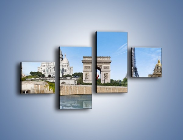 Obraz na płótnie – Atrakcje turystyczne Paryża – czteroczęściowy AM448W3