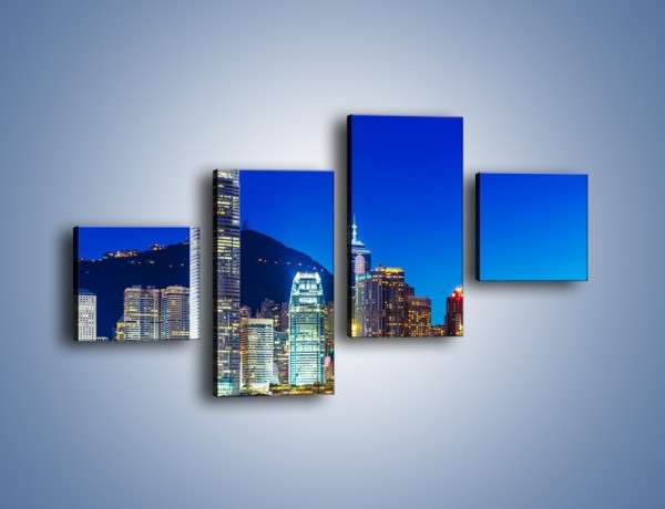 Obraz na płótnie – Oświetlone wieżowce Hong Kongu – czteroczęściowy AM498W3