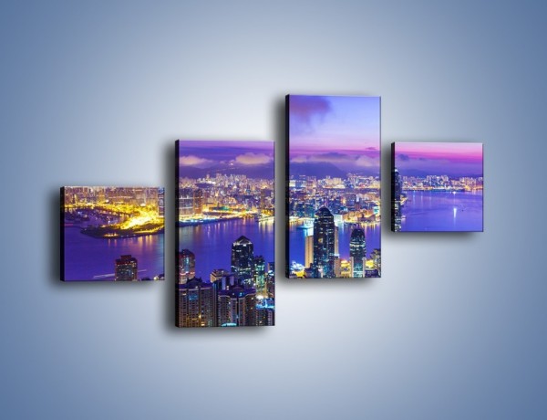 Obraz na płótnie – Wieczorna panorama Hong Kongu – czteroczęściowy AM505W3