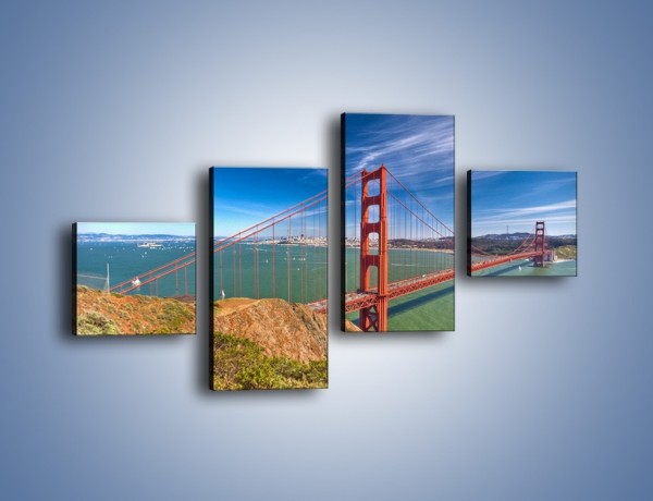 Obraz na płótnie – Most Golden Gate o poranku – czteroczęściowy AM600W3
