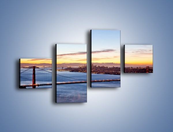 Obraz na płótnie – Most Golden Gate o zachodzie słońca – czteroczęściowy AM608W3