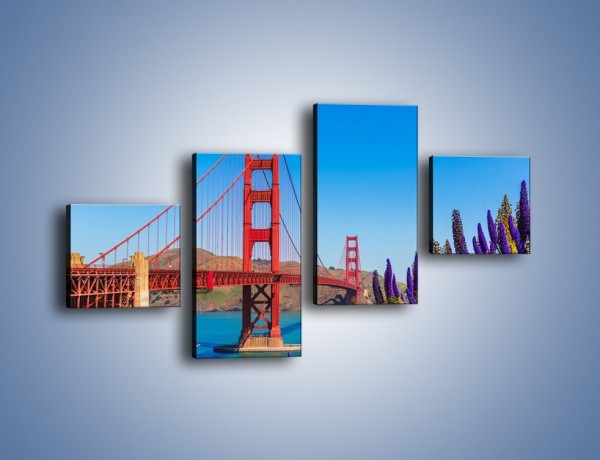 Obraz na płótnie – Golden Gate pod błękitnym niebem – czteroczęściowy AM644W3