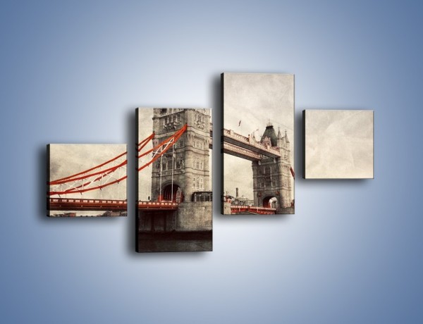 Obraz na płótnie – Tower Bridge w stylu vintage – czteroczęściowy AM668W3