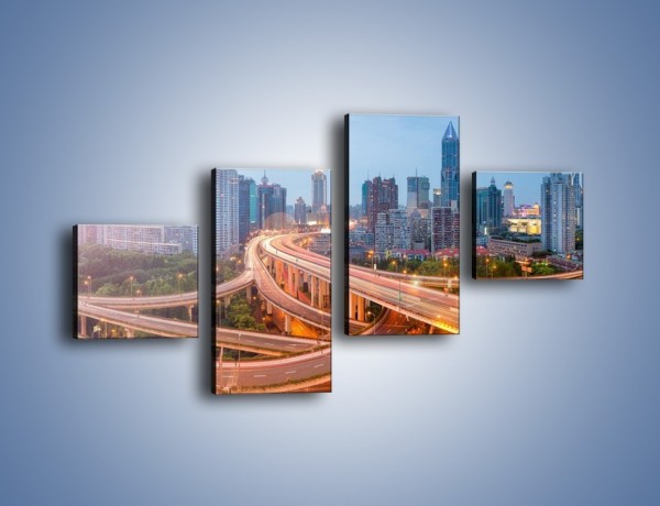 Obraz na płótnie – Panorama Szanghaju – czteroczęściowy AM682W3