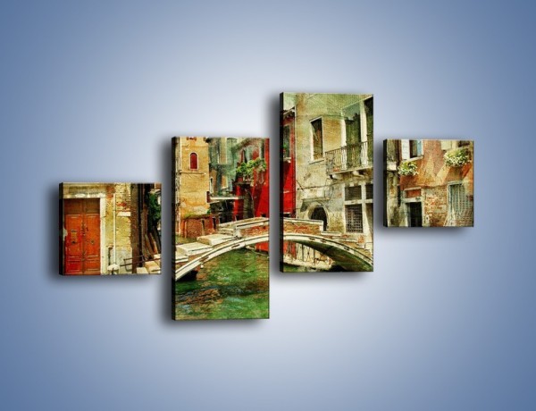 Obraz na płótnie – Mostek nad kanałem w Wenecji vintage – czteroczęściowy AM688W3