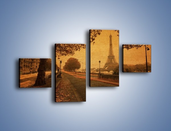 Obraz na płótnie – Ulice Paryża w stylu vintage – czteroczęściowy AM690W3