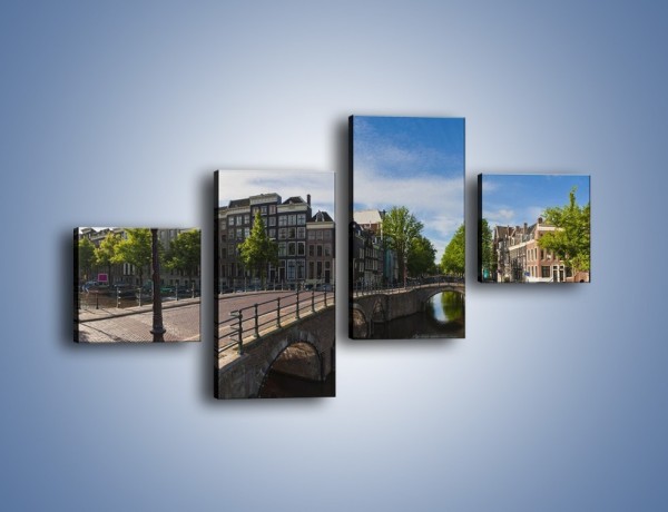 Obraz na płótnie – Panorama amsterdamskiego kanału – czteroczęściowy AM714W3