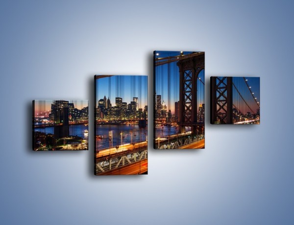 Obraz na płótnie – Nowojorskie mosty na tle Manhattanu – czteroczęściowy AM751W3