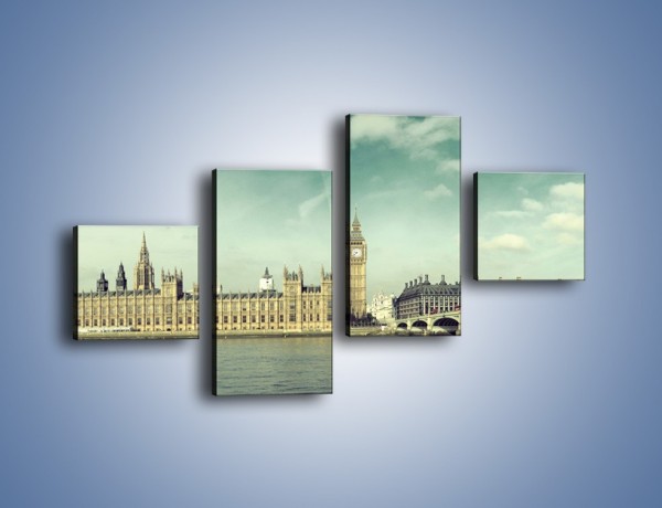 Obraz na płótnie – Panorama Pałacu Westminsterskiego – czteroczęściowy AM758W3
