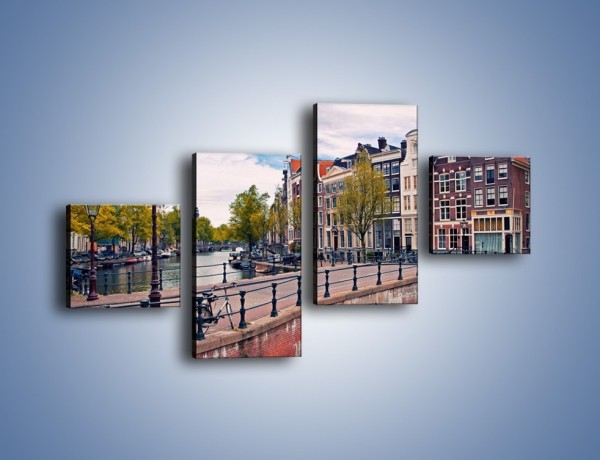 Obraz na płótnie – Kanał i most amsterdamski – czteroczęściowy AM759W3