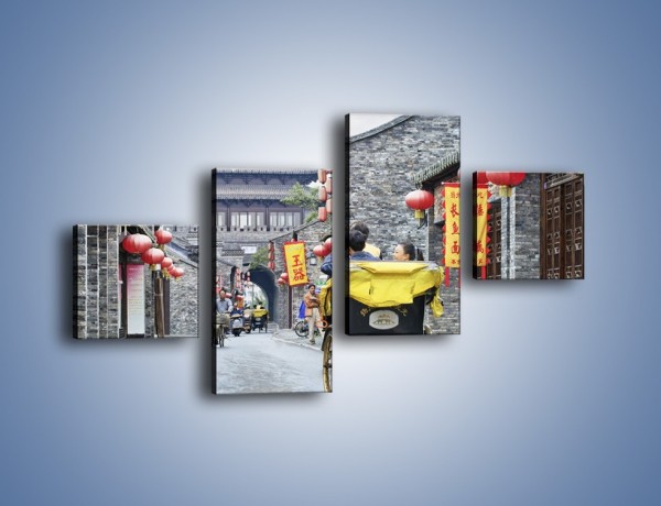 Obraz na płótnie – Podróż rikszą w mieście Zhangjiakou – czteroczęściowy AM762W3