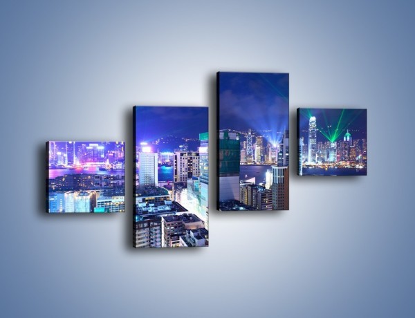Obraz na płótnie – Pokaz laserów nad Hong Kongiem – czteroczęściowy AM796W3