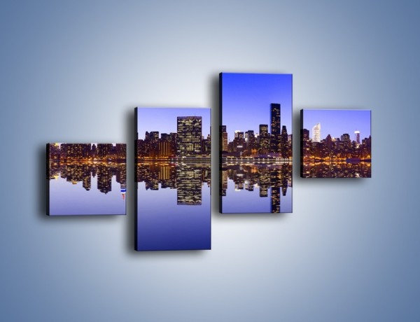 Obraz na płótnie – Panorama Manhattanu w odbiciu wody – czteroczęściowy AM798W3
